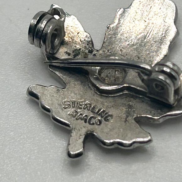 VNTG Silver Colorful Enamel Canada Maple Leaf Brooch Sterling Silver Lapel Pin - Picture 4 of 5